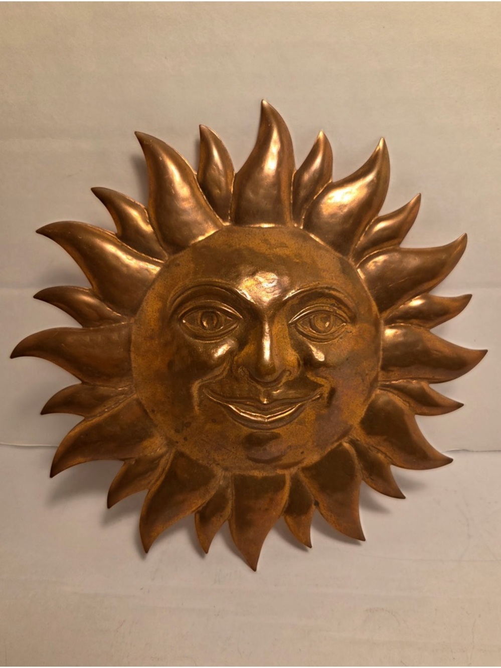 Vintage Birth-Gramm Swiss Copper Smiling Sun Wall Plaque Celestial